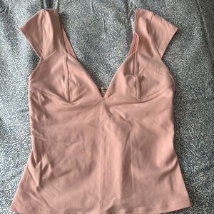 Free People Pink V-Neck Cap Sleeve Top